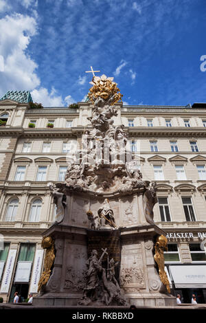 Austria, Vienna, Wiener Dreifaltigkeitssaule or Pestsaule - Holy Trinity or Plague Column, Baroque monument from 17th century. Stock Photo