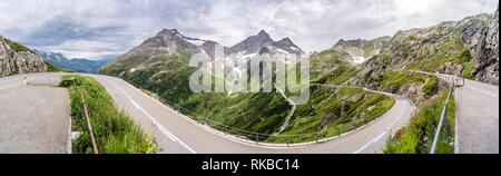 Panorama, pass road over the Susten, Switzerland, Europe Stock Photo