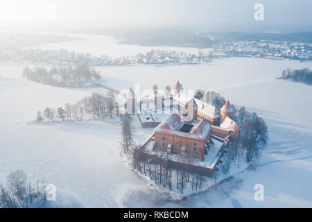 Winter castle in lake island, Trakai, Lithuania
