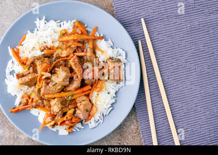 Dish of classic Chinese sweet and sour pork Stock Photo