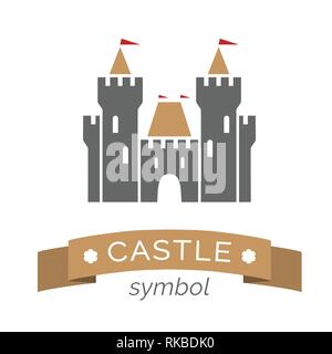 Vector castle symbol. Fortress icon isolated on white Stock Vector