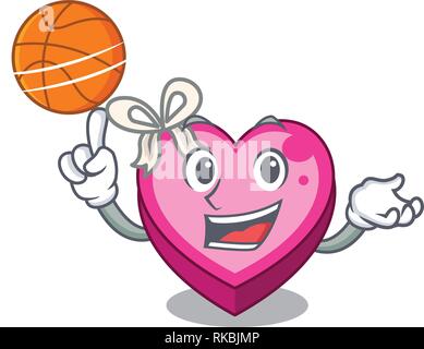 With basketball box heart in shape of mascot vector illustration Stock Vector