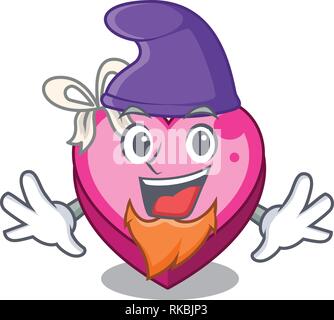 Elf box heart in shape of mascot vector illustration Stock Vector