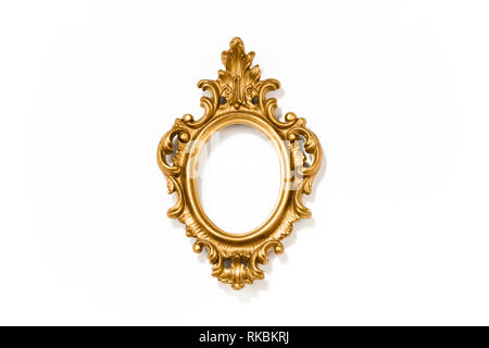 Antique oval picture frame on white background Stock Photo