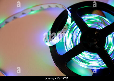 LED Strip Lighting, LED strip for decoration of interiors and buildings Stock Photo