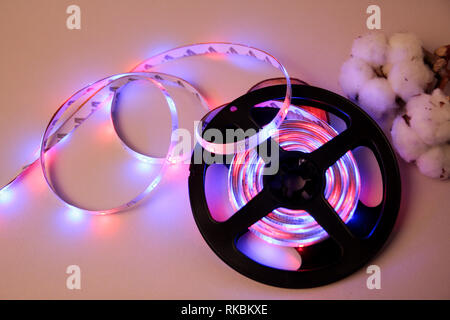 LED Strip Lighting, LED strip for decoration of interiors and buildings Stock Photo