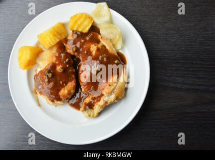 chicken steak and pork steak Stock Photo