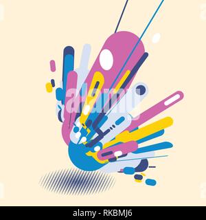 Abstract modern style with composition made of various rounded shapes in colorful pop art design shapes. Geometric elements perspective background wit Stock Vector