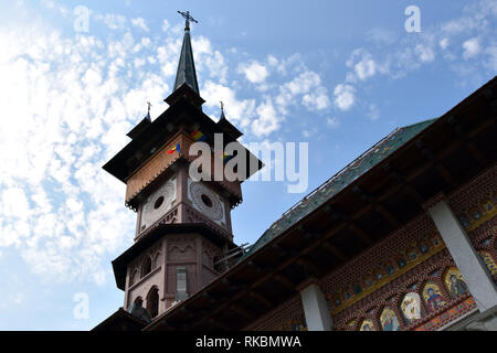 Romanian Orthodox church in Famous Merry (Joy) Cemetery. Sapanta, Romania. Stock Photo