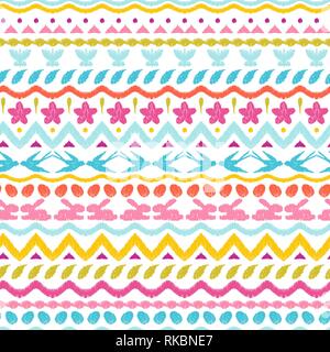 Happy Easter ikat seamless pattern. Stock Vector