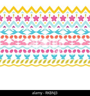 Happy Easter ikat seamless pattern. Stock Vector