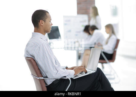 closeup.businessman working on laptop with new data Stock Photo