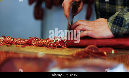 Famous Kayseri Bacon and Bacon Cutter Master Stock Photo