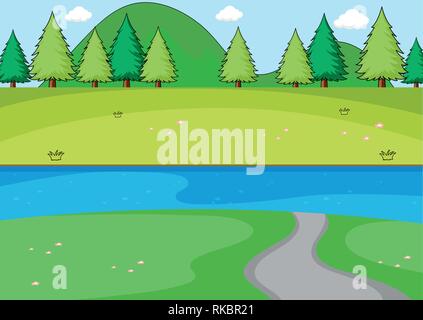 A simple park scene illustration Stock Vector