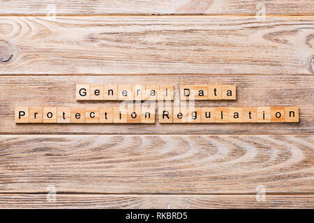 GDPR word written on wood block. General Data Protection Regulation text on wooden table for your desing, concept. Stock Photo
