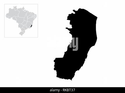 Illustration of the Espirito Santo State and its location in Brazil map Stock Vector