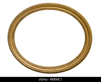 Gold oval picture frame. Isolated over white background Stock Photo