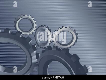 background with gears, engine gear wheels, industrial background Stock Vector