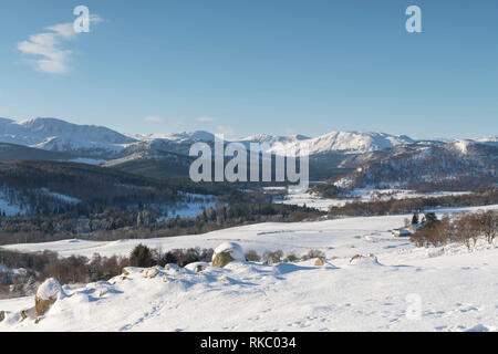 A View Over Royal Deeside with Balmoral Castle in the Cairngorms National Park, Scotland Stock Photo