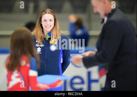 Torino, Italy. 10th February, 2019. ISU World Cup Short Track Speed Skating held at the Tazzoli Ice Rink Torino. In the picture VALCEPINA Martina iTA. Damiano Benedetto/ Alamy Live News Stock Photo