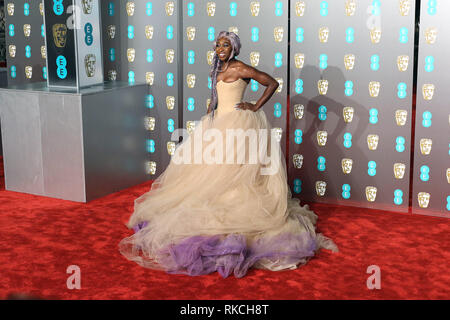 London, UK. 10th Feb, 2019. Cynthia Erivo, EE British Academy Film Awards, Royal Albert Hall, London, UK, 10 February 2019, Photo by Richard Goldschmidt Credit: Rich Gold/Alamy Live News Stock Photo