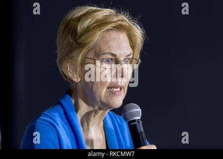 Cedar Rapids, Iowa, USA. 10th Feb, 2019. Having formally announced her run for the presidency, Massachusetts Senator Elizabeth Warren held a campaign rally in Cedar Rapids, Iowa on Sunday. Credit: Keith Turrill/Alamy Live News Stock Photo