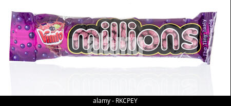 Winneconne, WI - 5 February 2019: A package Vimto Millions chewy candy on an isolated background Stock Photo