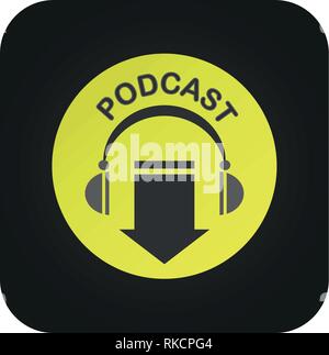 Podcast icon, vector for podcast download button Stock Vector