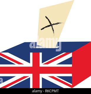Brexit United Kingdom (UK) General Election 2017 vector illustration. Ballot Box as British Union Jack flag. United Kingdom vote. Stock Vector