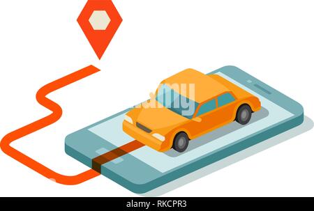Taxi service for mobile internet app. Vector illustration Stock Vector