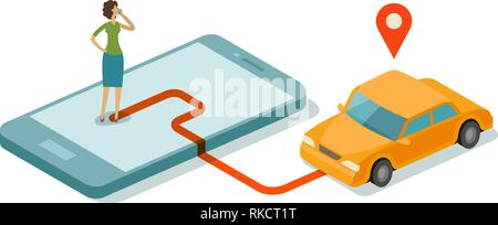 Taxi service for mobile internet app. Flat, vector illustration Stock Vector