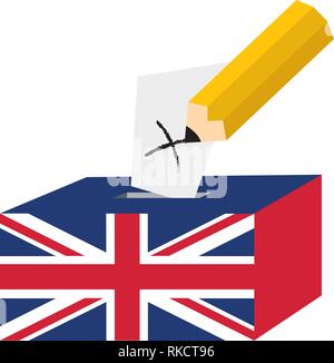 United Kingdom (UK) General Election 2017 vector illustration. Ballot Box as British Union Jack flag. United Kingdom vote. Stock Vector