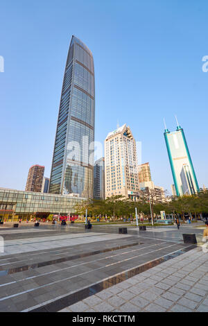 SHENZHEN, CHINA - FEBRUARY 05, 2016: Shenzhen downtown at daytime. Shenzhen is a major city in Guangdong Province, China. Stock Photo