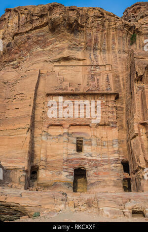 The Silk Tomb in Nabatean Petra Jordan middle east Stock Photo