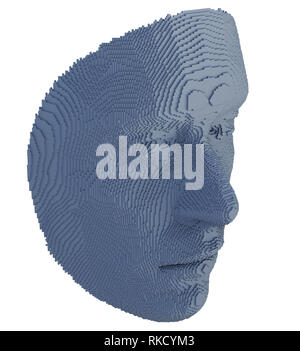 Abstract human face constructing from cubes Stock Photo