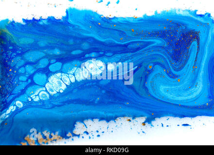 White Marble With Gold And Blue Agate Surface Abstract Background