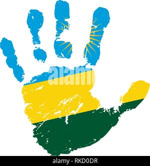 Rwanda flag and hand on white background. Vector illustration Stock ...
