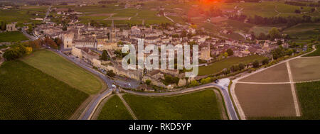 Aerial View Bordeaux vineyards, Saint-Emilion, Aquitaine area of the Gironde department, France, Europe, Stock Photo