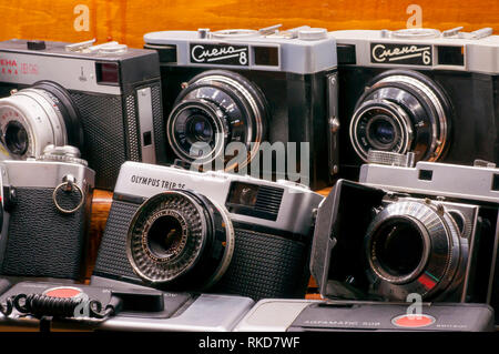 Wroclaw, Poland, February 2019. Private collection of vintage old cameras cameras. Stock Photo