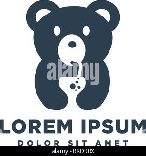 bear drinking juice logo template vector illustration icon element - vector Stock Vector