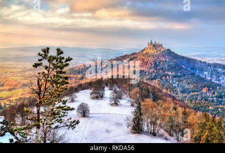Winter view of Hohenzollern Castle, Germany Stock Photo