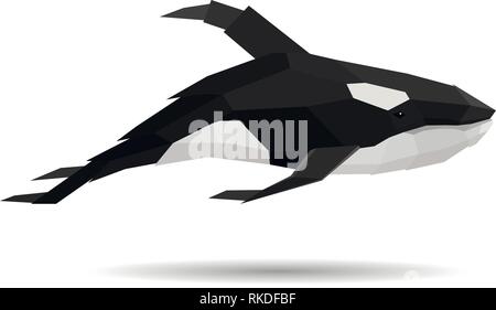 Cool vector image with orca dolphin in low poly style isolated on white. Stock Vector