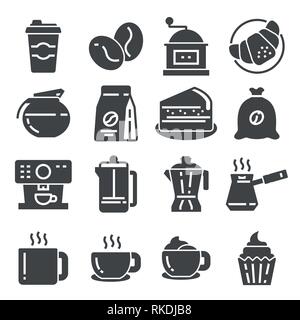 Coffee, coffee house, coffee shop elements - minimal web icon set. Stock Vector