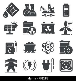 Energy related gray icons. Power vector icon set Stock Vector
