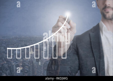 Man Drawing in the air Stock Photo