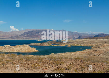 View over Las Vegas Bay, Lake Mead, Lake Mead National Recreation Area, Nevada, United States. Stock Photo