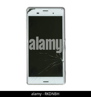 Mobile phone with a broken screen Stock Photo