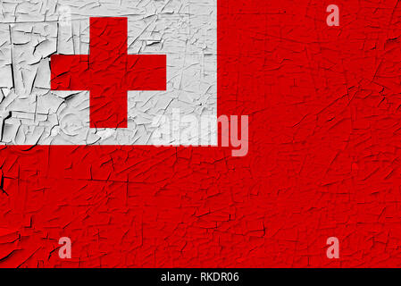 Tonga painted flag Stock Photo