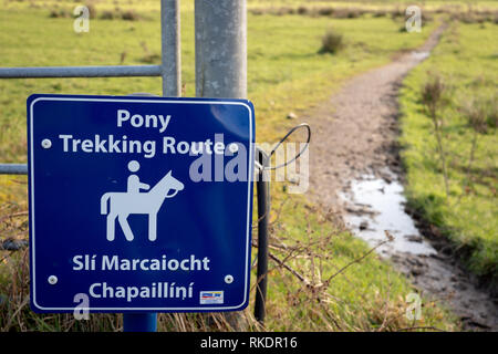 Pony Trekking Route Bilingual Information Sign Notice Board In English And Irish Language Killarney National Park County Kerry Ireland Stock Photo Alamy