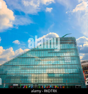 Manchester, UK - May 18 2018: The National Football Museum is The world's biggest and best football museum, originally based in Deepdale, Preston, Lan Stock Photo